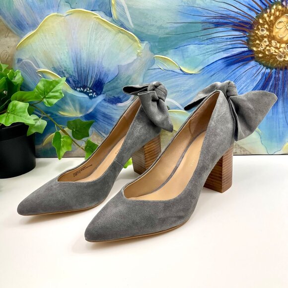 Anthropologie Bow-Tied Pumps Heels In Gray 7.5 - Picture 4 of 14